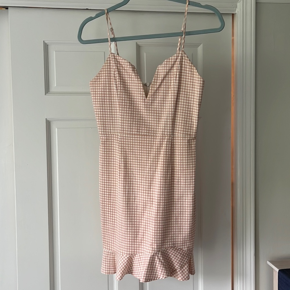 Pink and cream gingham dress